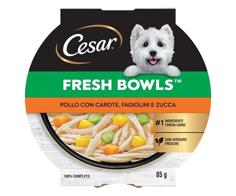 CESAR FRESH BOWLS POLLO & CAROTE, FAGIOLINI & ZUCCA 85 GR.