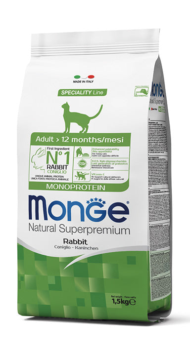 MONGE SUPERPREMIUM CAT ADULT CONIGLIO 1,5 KG.
