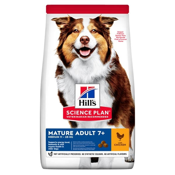 HILL'S SCIENCE PLAN CANINE MATURE 7+ MEDIUM POLLO 12 KG.