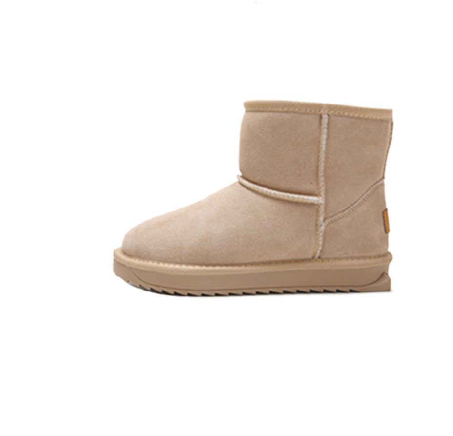 New Flat Bottom Medium Cotton Shoes Plush Snow Boots For Women-3