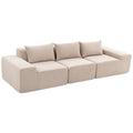 Canapé 3 Places en Chenille 320 cm, Canapé Modulaire, Assise et Accoudoirs Extra-Larges, Entièrement Compressé, Beige-0