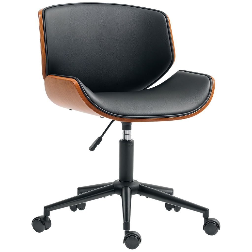 Chaise de bureau sans accoudoirs, fauteuil de bureau ergonomique, hauteur réglable et pivotant 360°, 52x54x84cm, noir-0