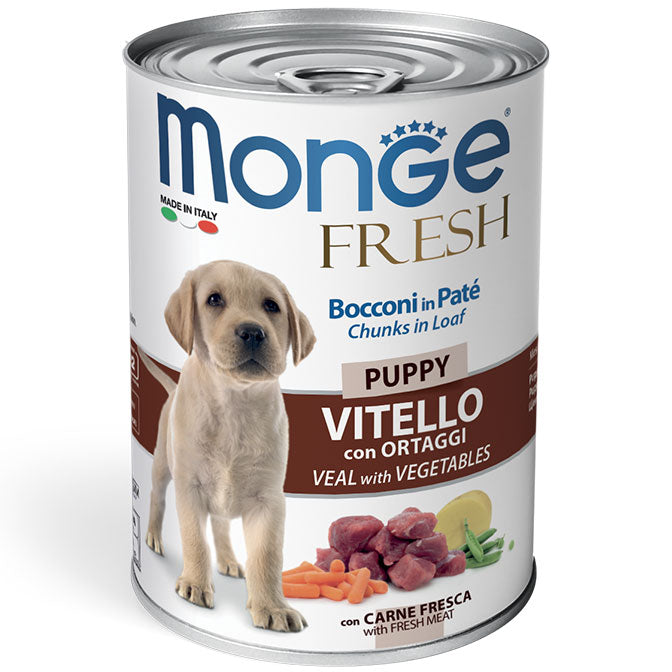MONGE FRESH BOCCONI IN PATE' PUPPY VITELLO 400 GR.