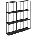 Étagère Murale Industrielle 9 Compartiments, Étagère Modulaire en Métal pour Objets de Collection, 87,5x18x100cm Noir-0