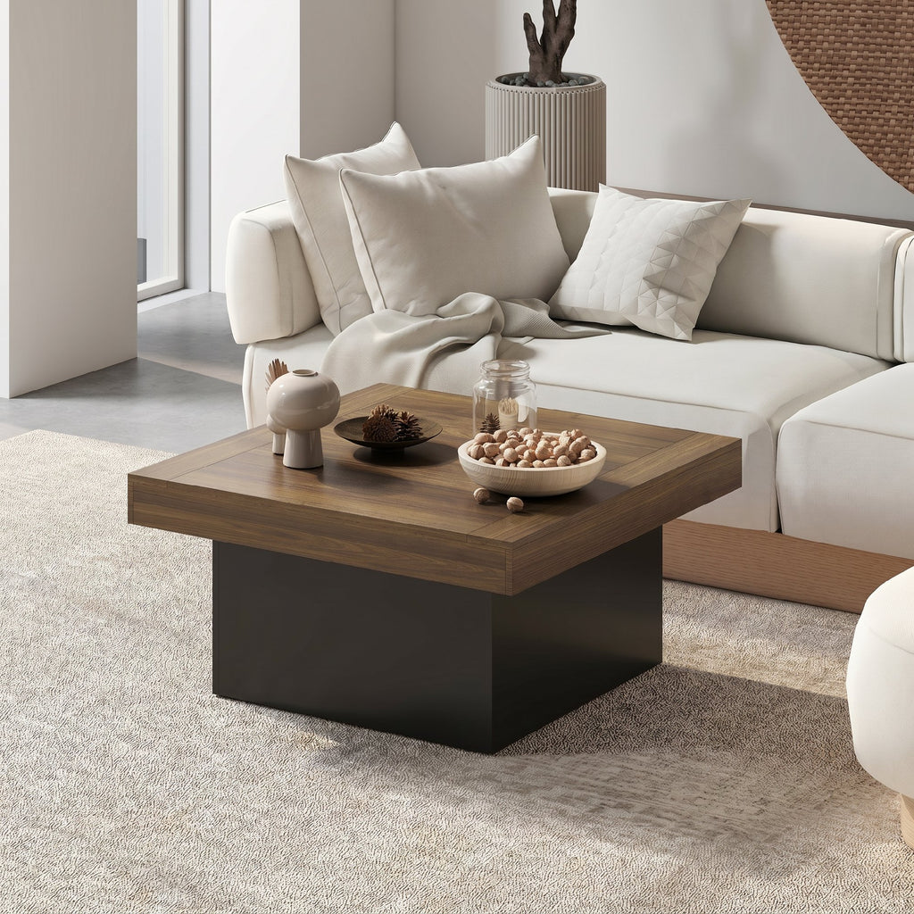 Table basse carrée avec éclairage LED 16 couleurs, table de salon moderne, 90 x 90 x 45 cm, noyer-5