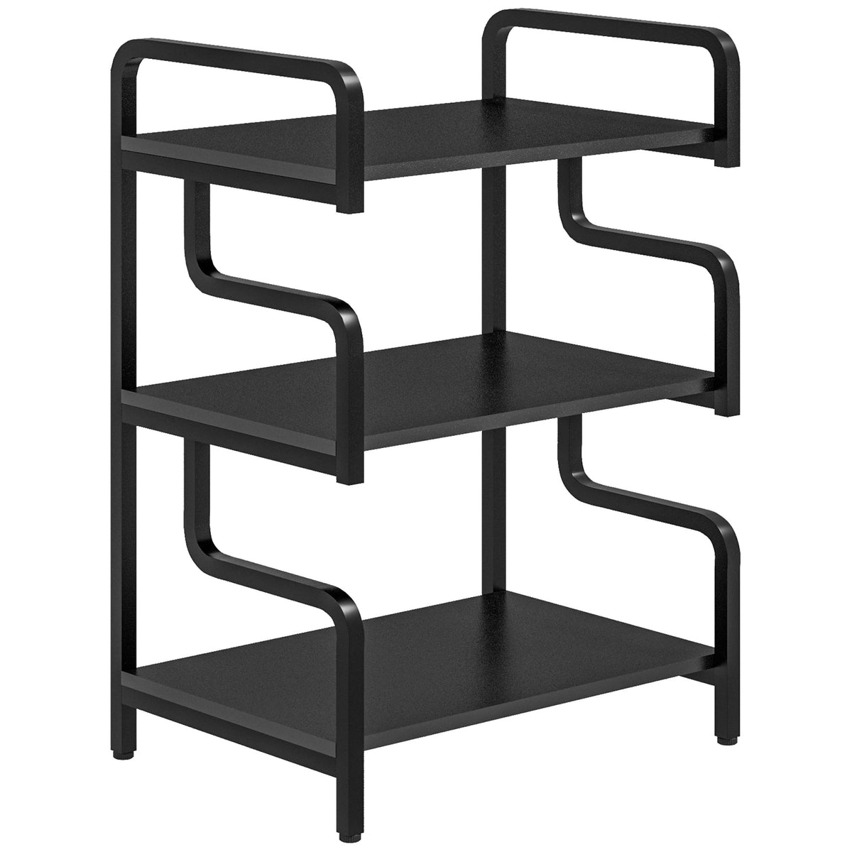 Étagère de rangement à 3 niveaux étagère en métal design industriel structure en acier 55 x 40 x 77 cm Noir-0