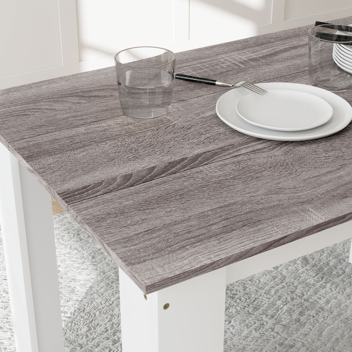 Table à manger table de cuisine moderne avec grand plateau 4-6 personnes en panneau de particules 120x69x75cm gris-8
