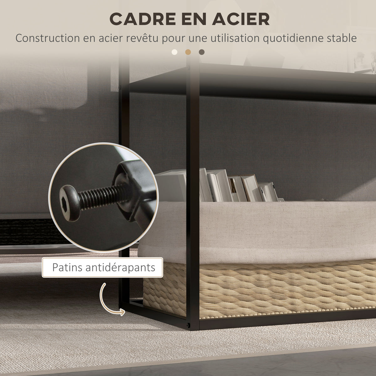 Table console table d'appoint d'entrée minimaliste industrielle 2 étagères 90 x 30 x 75 cm acier noir-4