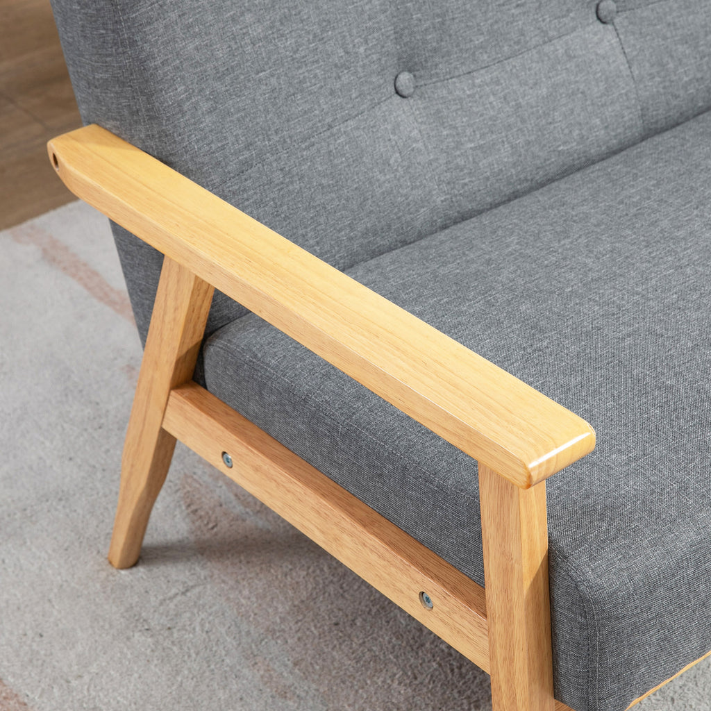Canapé 3 places 154,5, canapé scandinave avec dossier capitonné, assise rembourrée et accoudoirs, gris-7