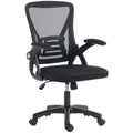 Chaise bureau ergonomique, fauteuil de bureau en maille, accoudoirs relevables, hauteur réglable, 59,5x56x103cm, noir-0