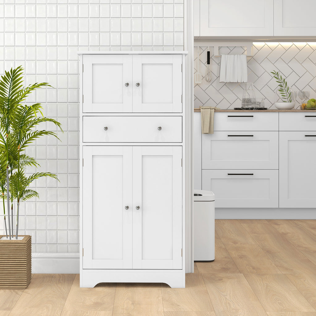 Armoire de cuisine buffet cuisine avec placards, étagères réglables, tiroir, 60 x 30 x 128 cm, blanc-9