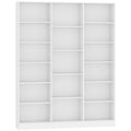 Bibliothèque 6 Niveaux, Étagère de Rangement avec 17 Compartiments et Étagères Réglables, 149 x 23,6 x 188 cm, Blanc-0