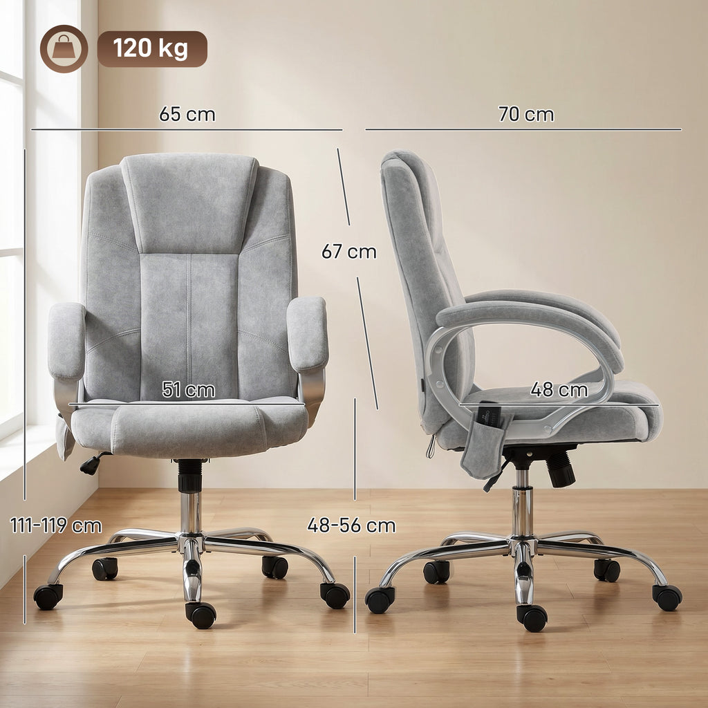 Fauteuil de Bureau Massant et Chauffant, Chaise de Bureau Ergonomique, Hauteur et Accoudoirs Réglables, Gris-2