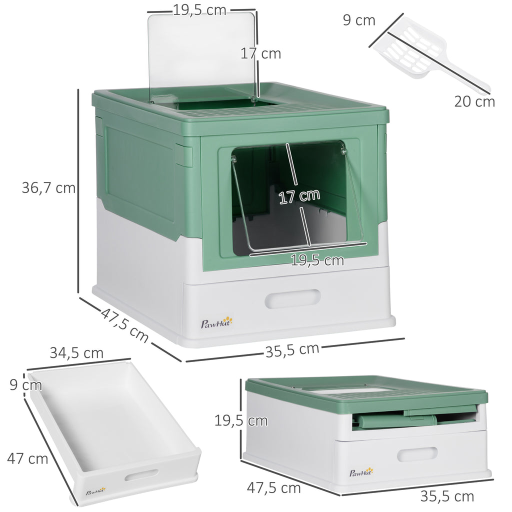Lot de 2 maisons de toilette pour chat pliable double porte battante et supérieure pelle fourni 47,5 x 35,5 x 36,7 cm-2