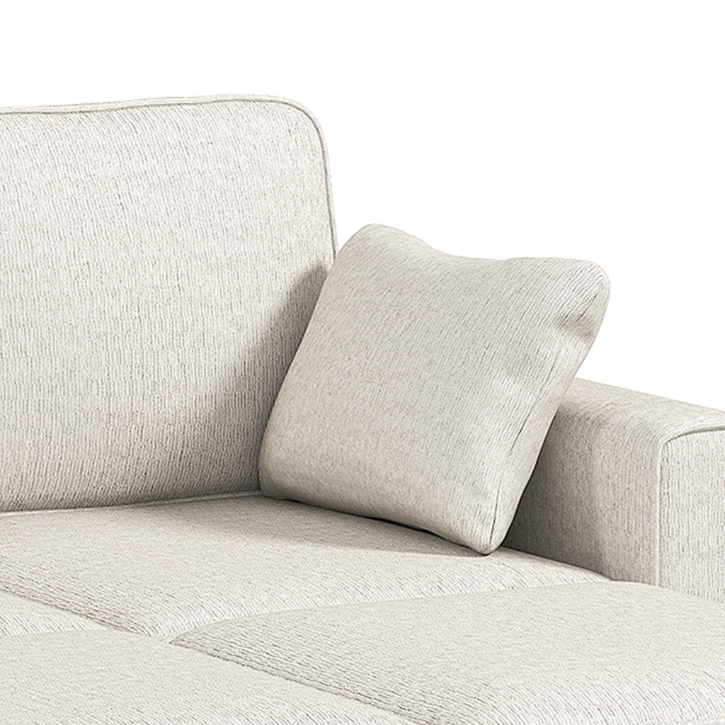 Canapé d'Angle Convertible en Chenille, Canapé-Lit 3 Places Modulaire 225 cm avec Pouf de Rangement, Beige-7