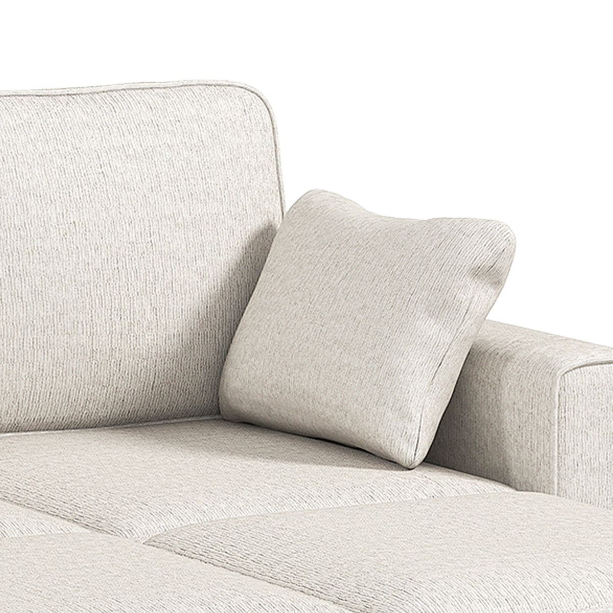 Canapé d'Angle Convertible en Chenille, Canapé-Lit 3 Places Modulaire 225 cm avec Pouf de Rangement, Beige-7