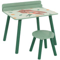 Ensemble table et chaise enfant table pour enfant avec chaise avec porte-livres motifs d'ours pour enfants 3-8 ans vert-0