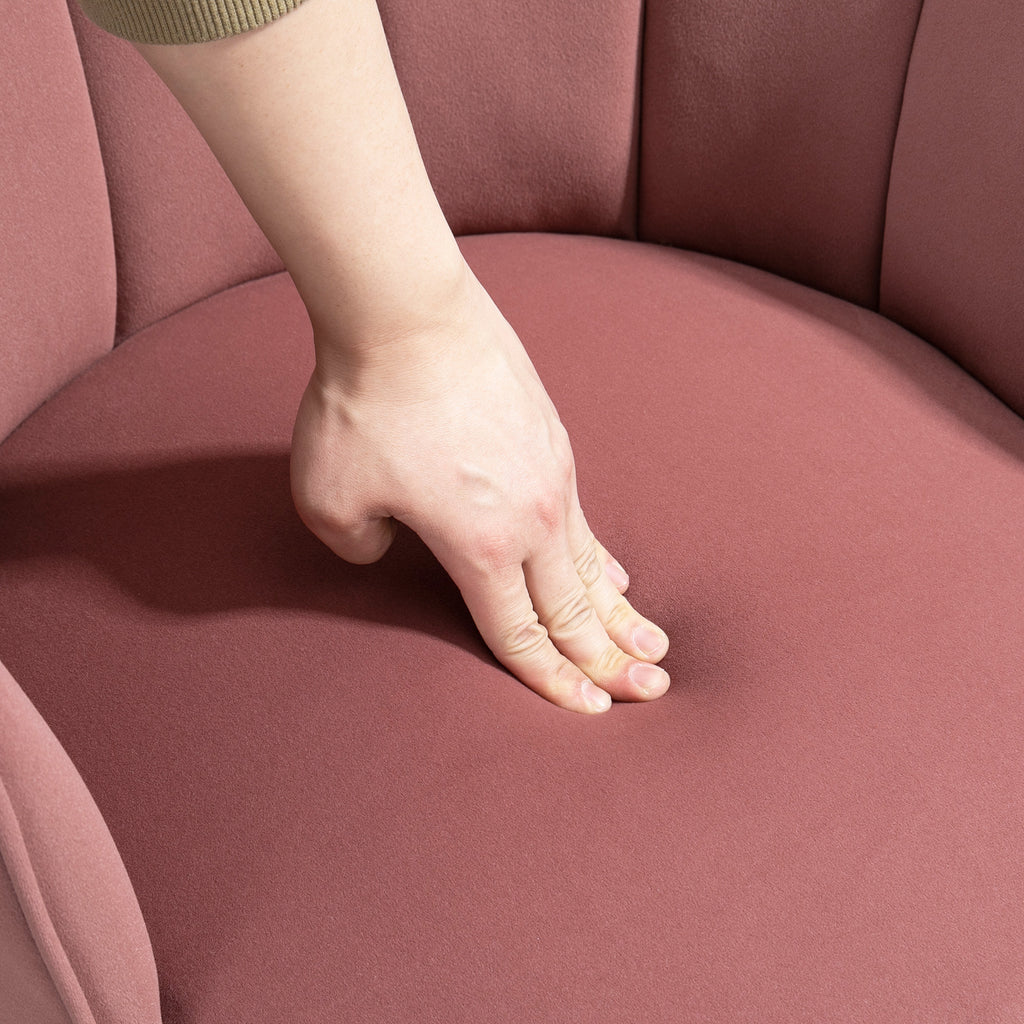 Fauteuil Coquillage Fauteuil de Salon Chambre avec Dossier et Coussin Aspect Velours Pieds en Bois hévéa 66L x-8