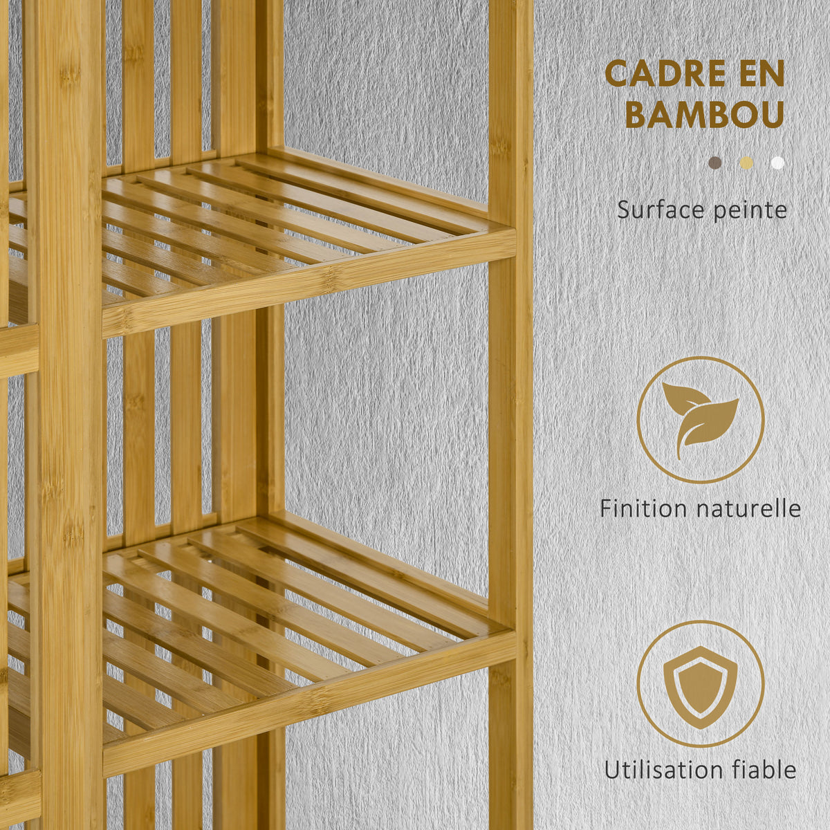 Armoire en bambou avec 2 portes coulissantes, étagères et tringle, grande armoire pour la chambre, 145 x 35 x 165cm-3