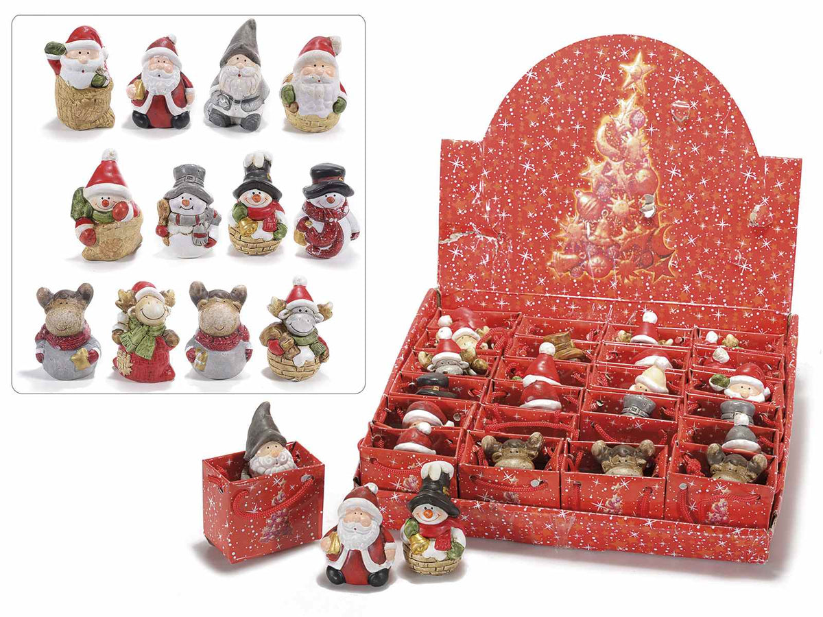 PERSONAGGIO NATALIZIO IN CERAMICA IN BORSETTA REGALO