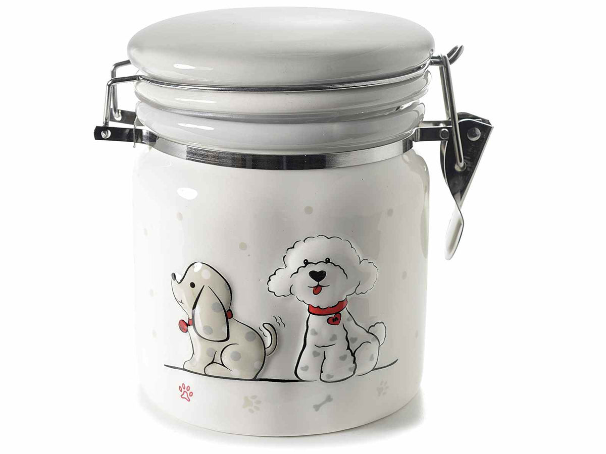 BARATTOLO CERAMICA CON CANI & CHIUSURA ERMETICA