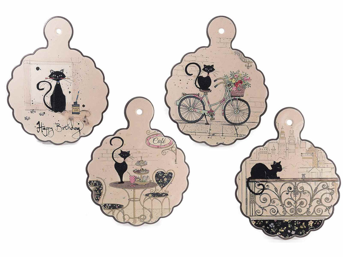 SOTTOPENTOLA IN CERAMICA OPACA CON STAMPA "CHAT NOIR"