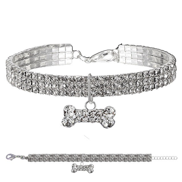 ALSO COLLARE GIOIELLO STRASS OSSO ARGENTO TG. S (20-25 CM.)