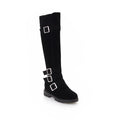 British Belt Buckle High Top Martin Boots Women-5