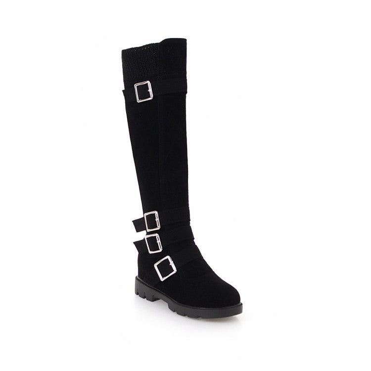 British Belt Buckle High Top Martin Boots Women-5