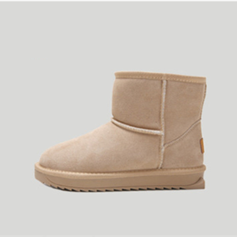 New Flat Bottom Medium Cotton Shoes Plush Snow Boots For Women-0