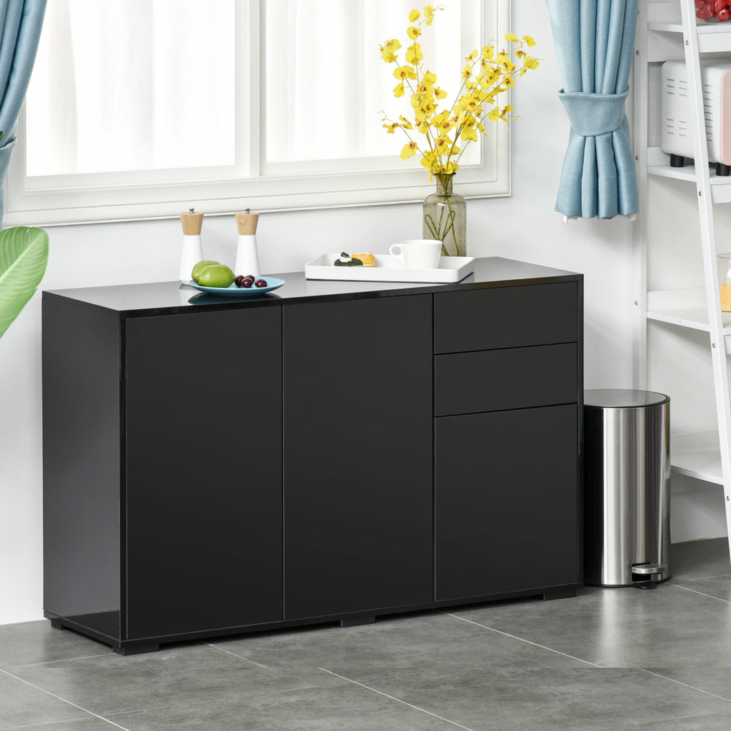 Buffet meuble de rangement 2 tiroirs coulissants 3 portes étagère réglable panneaux de particules 117 x 36 x 74 cm noir-9