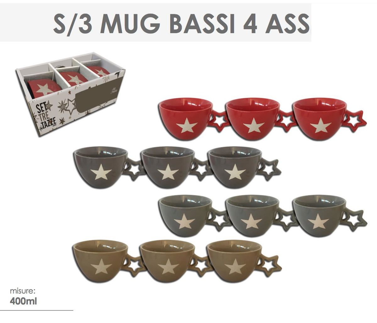 SET 3 TAZZE MUG BASSE NATALIZIE 400 ML.