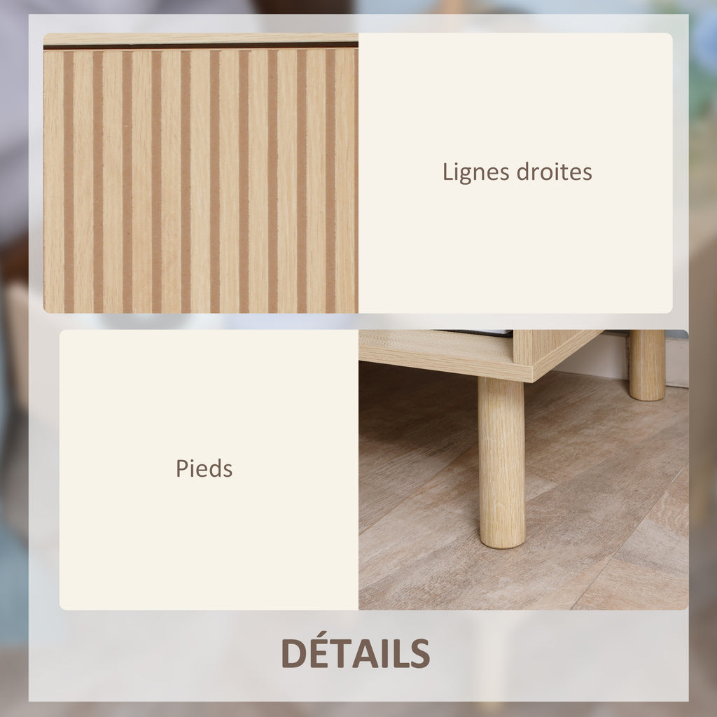 Table de chevet table de nuit avec tiroirs et niches, table d'appoint style moderne pour chambre à coucher, salon, dim. 47 x 47 x 50 cm, finition bois naturel-5