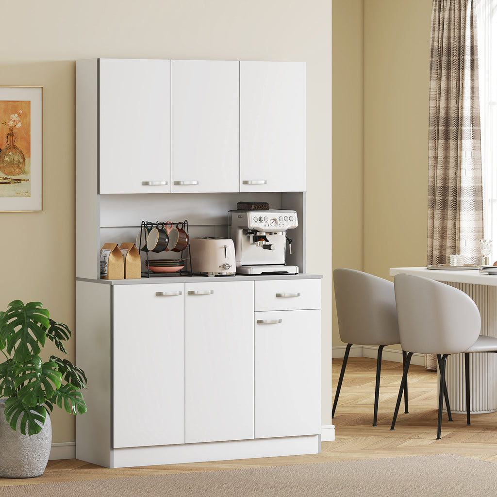 Buffet de cuisine armoire de cuisine contemporaine multi-rangements 6 portes 1 tiroir + grand plateau-8