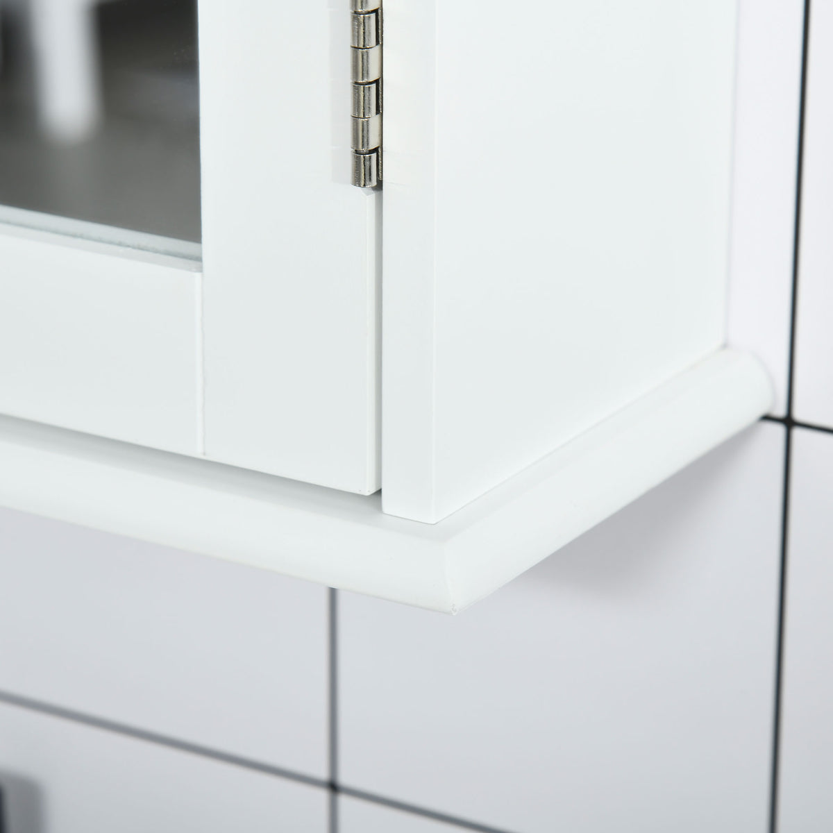 Armoire Murale de Salle de Bain avec Miroir - Armoire à Glace - Placard de Rangement Toilettes - 1 Porte, 2 étagères - Verre MDF Blanc-8