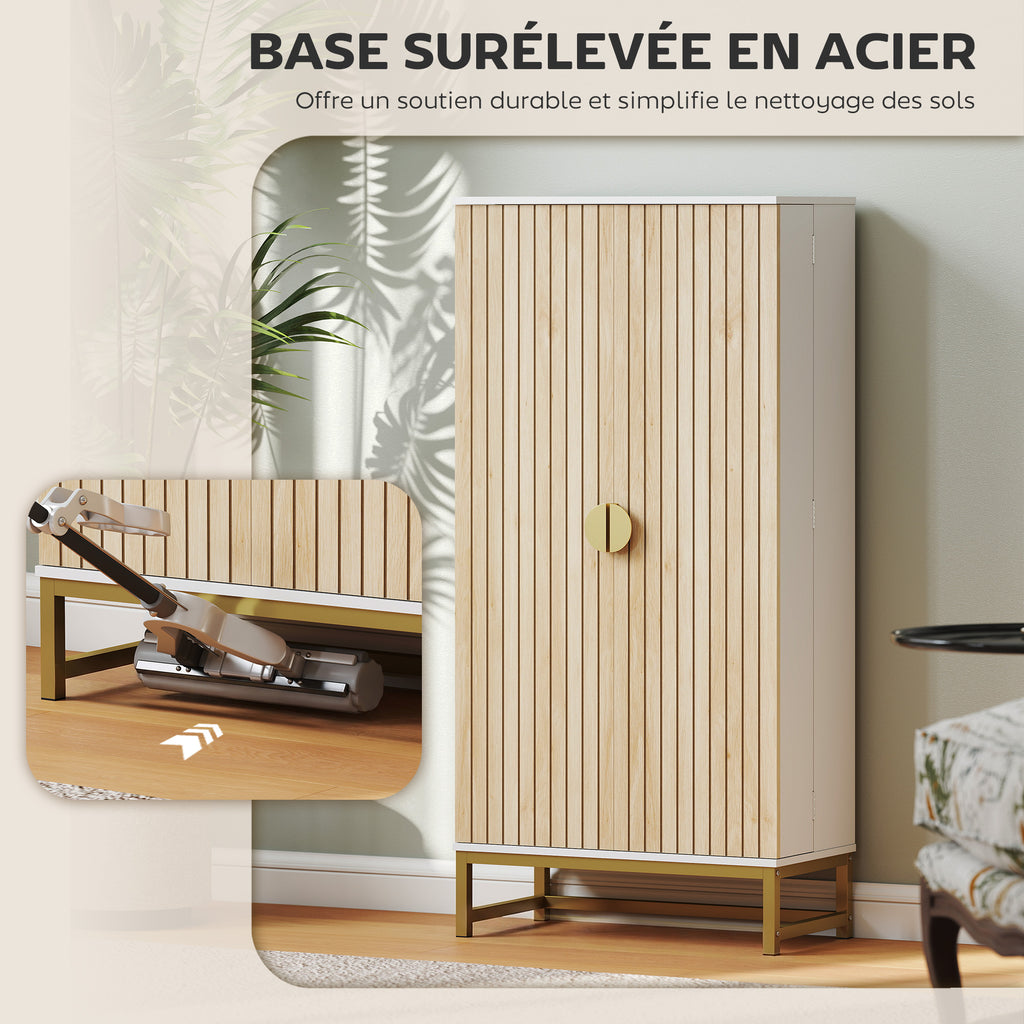 Armoire de cuisine meuble cuisine rangement avec 12 étagères à portes, étagères ajustables, 58x29x119,5cm, blanc-7