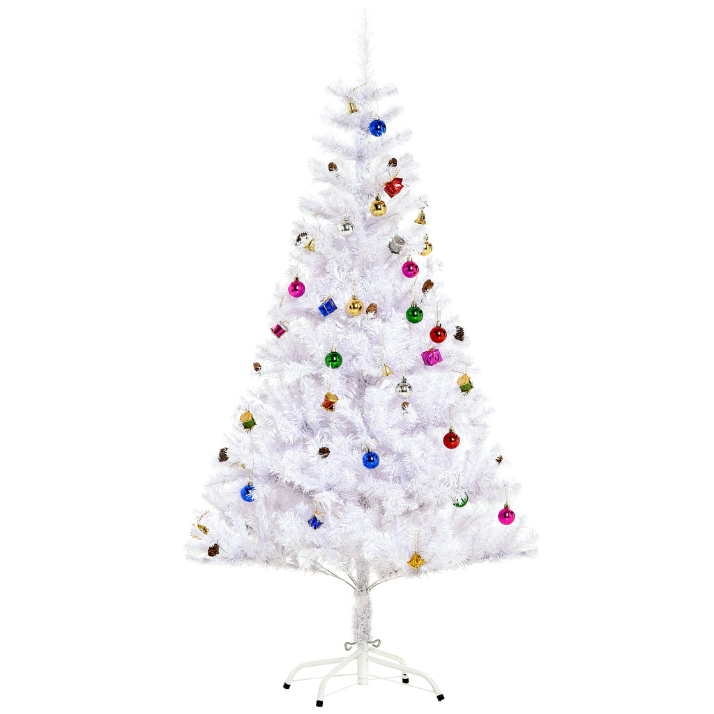 Albero di Natale bianco 150 cm con 680 rami e 48 addobbi inclusi