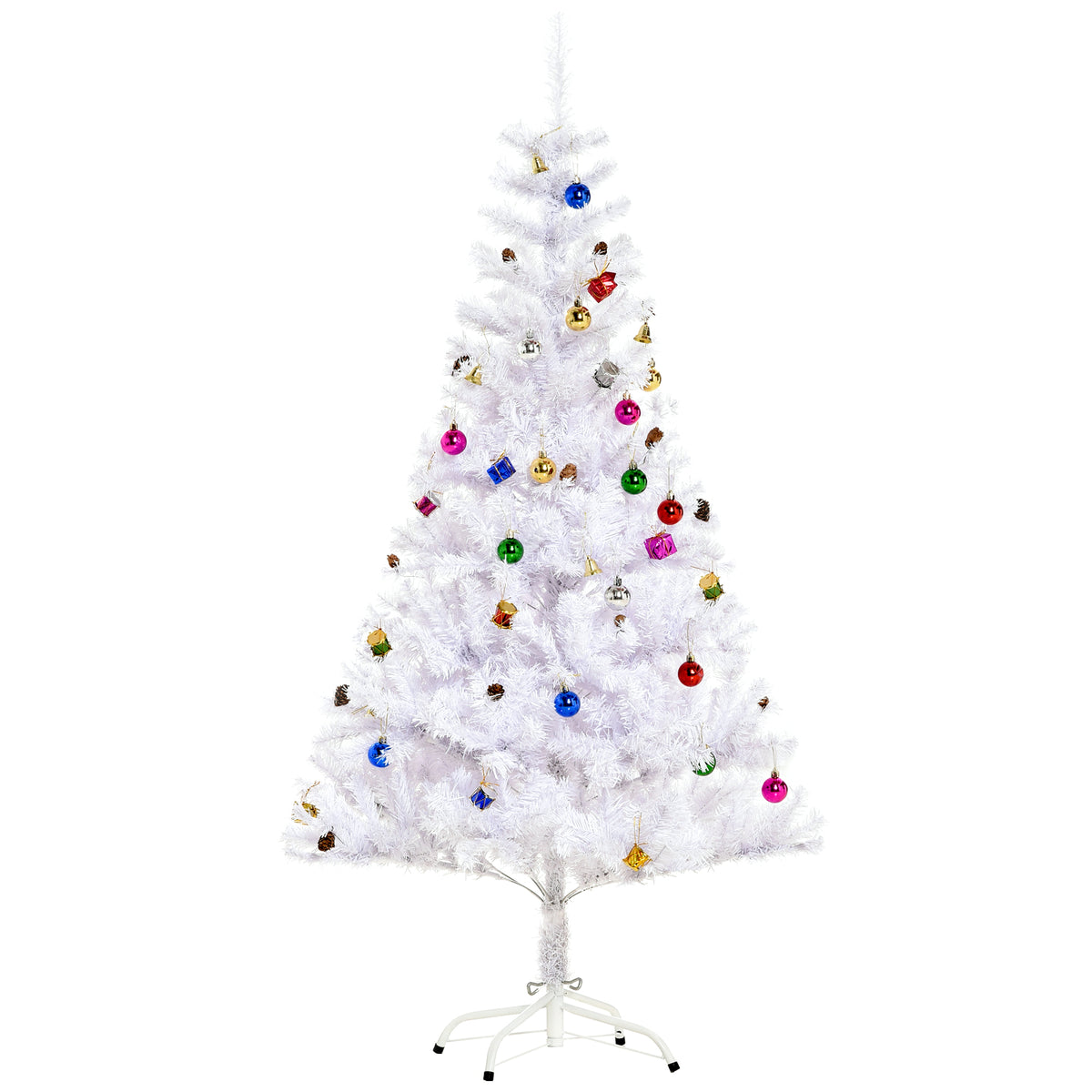 Albero di Natale bianco 150 cm con 680 rami e 48 addobbi inclusi