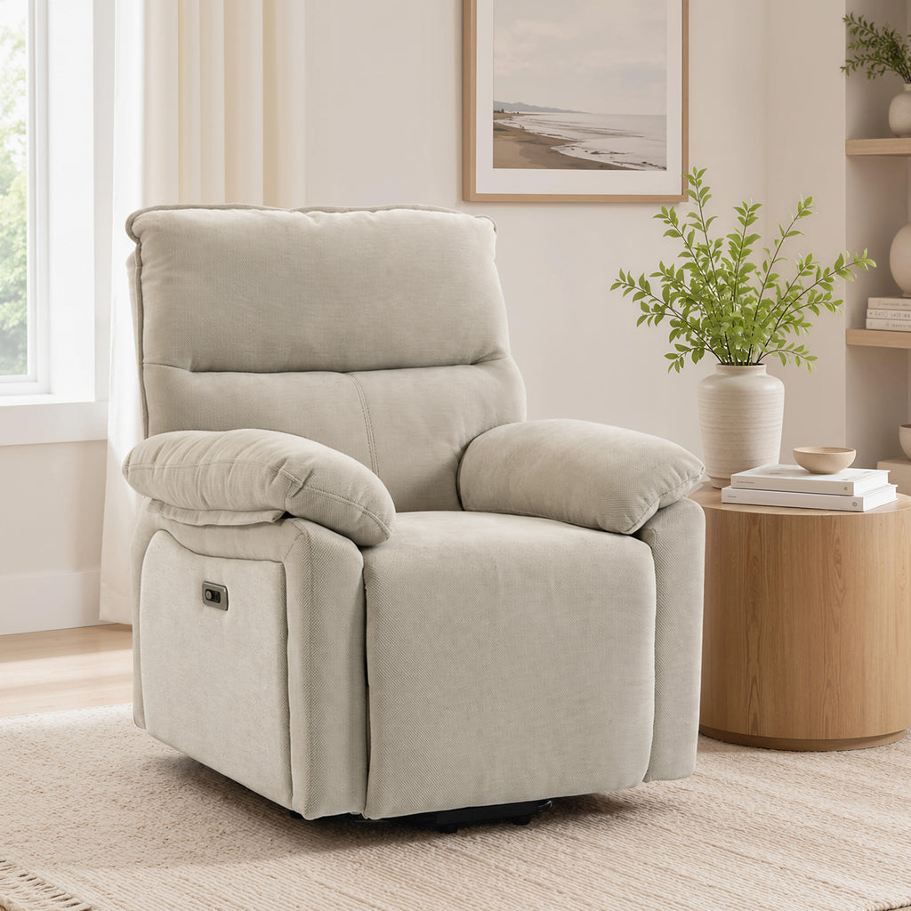 Fauteuil Releveur Électrique Massage et Chaleur Fauteuil Relax Électrique Chenille Ports USB Dossier Inclinable Crème-1