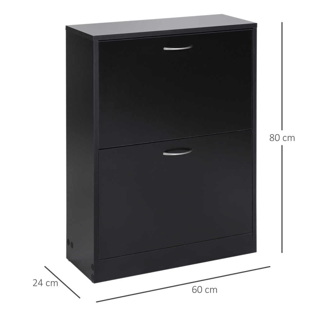 Armoire à Chaussures Meuble à Chaussures dim. 60L x 24l x 80H cm 2 Portes abattantes Noir-2