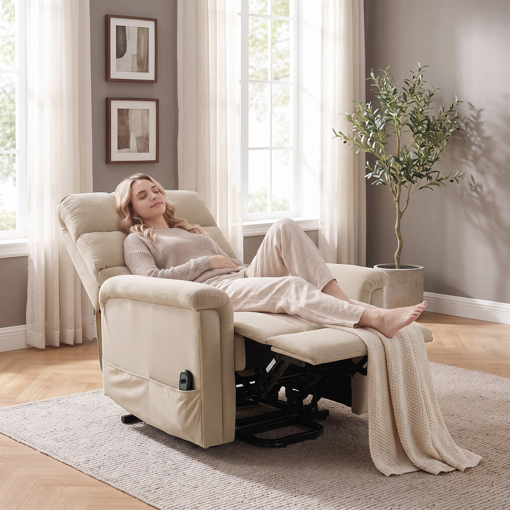 Fauteuil Releveur Électrique, Fauteuil Relax Électrique en Velours avec Dossier Inclinable, Télécommande, Marron-8