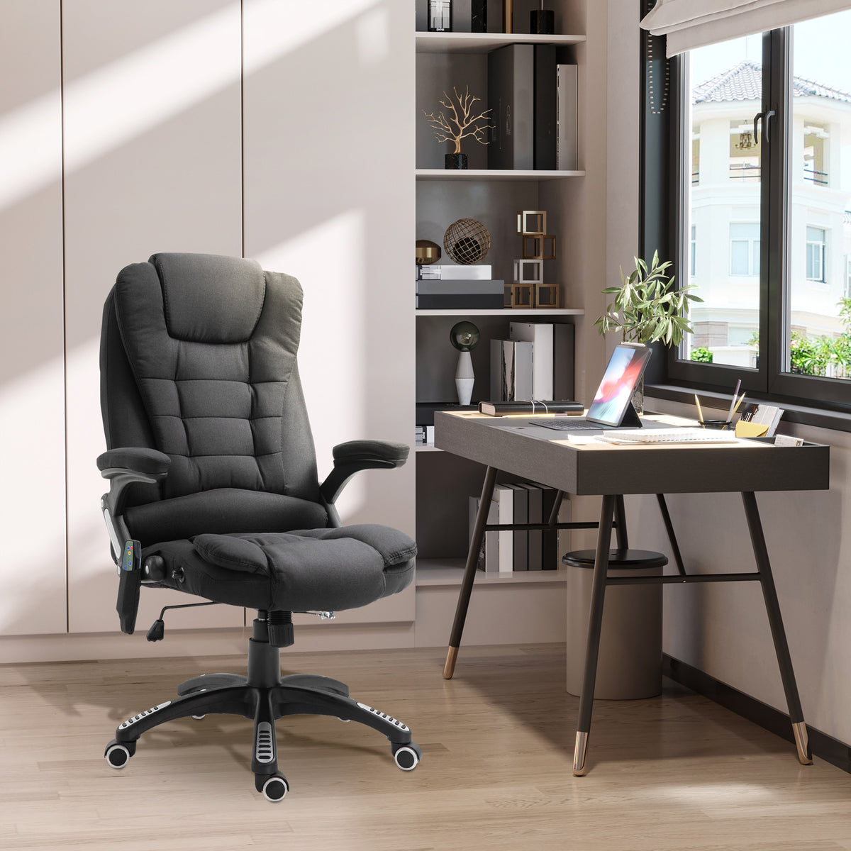Fauteuil de bureau massant et chauffant, chaise de bureau, chaise ergonomique avec hauteur réglable, dossier-1