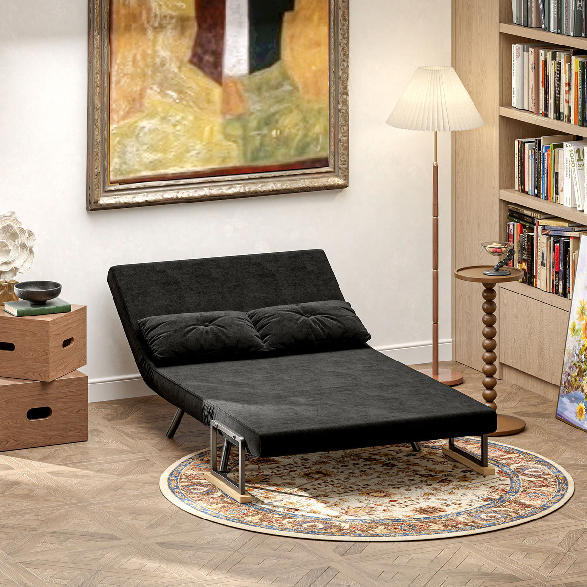 Canapé convertible 2 places 4 en 1, canapé-lit avec dossier réglable sur 5 niveaux, 2 coussins, 102 x 73 x 81 cm, noir-9