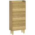 Meuble à chaussures 18 paires, armoire à chaussures étroite, 3 tiroirs rabattables étagères réglables, 60x24x128cm, chêne-0