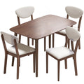 Ensemble table salle à manger avec 4 chaises table de cuisine avec chaises 4 personnes assise rembourrée noyer crème-0