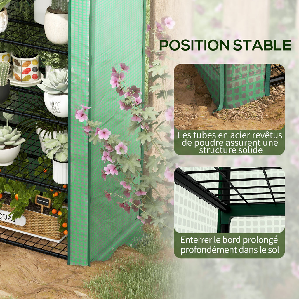 Serre de Jardin Balcon étagère Serre 4 Niveaux 90L x 49l x 160H cm Acier galvanisé bâche Amovible PE Haute densité Vert-6
