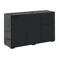 Buffet meuble de rangement 2 tiroirs coulissants 3 portes étagère réglable panneaux de particules 117 x 36 x 74 cm noir-0