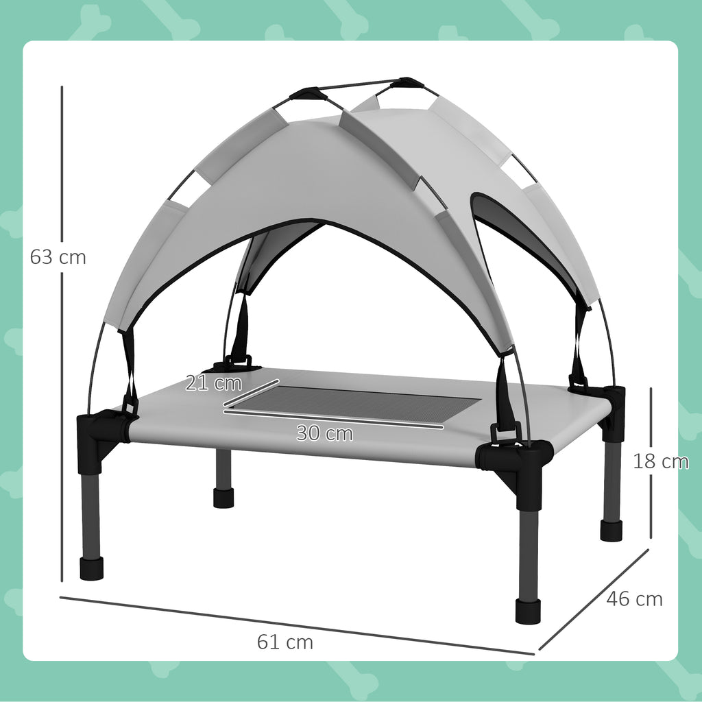 Lit pour chien chat sur pieds lit chien surélevé velum anti-UV oxford sac de transport inclus 61 x 46 x 63 cm gris-2