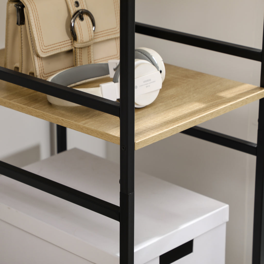 Penderie portant à vêtements style industriel en métal avec tringle et 4 étagères - dim. 100L x 46L x 170,5H cm-7