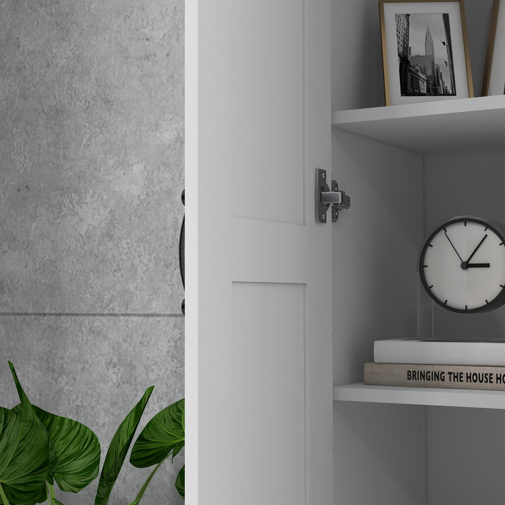 Armoire 2 portes meuble de rangement avec 5 étagères, style contemporain, 60L x 36,5l x 175H-7